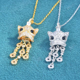 Little Lion Pendant Necklace with Zircon Tassel
