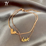 Classic Heart Double-Layer Anklet Jewelry for Women