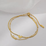 Heart-Shaped Double-Layer Titanium Anklets Jewelry