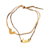 Heart-Shaped Double-Layer Titanium Anklets Jewelry