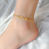Heart-Shaped Double-Layer Titanium Anklets Jewelry