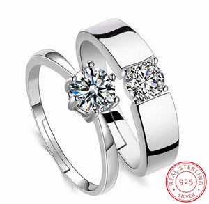 Classic Zirconia CZ 925 Silver Rings for Couples S-R14