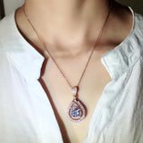 925 Silver Necklace w/ Oval Zircon Pendant for Women's Wedding