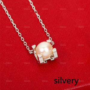925 Silver Four Claw Pearl Necklace for Women's High Jewelry