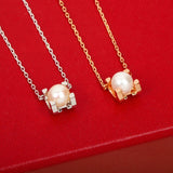 925 Silver Four Claw Pearl Necklace for Women's High Jewelry