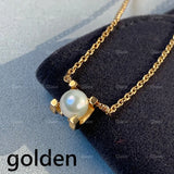 925 Silver Four Claw Pearl Necklace for Women's High Jewelry