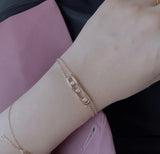 925 Silver Women's Bracelet Moving Stone MESS Jewelry Christmas Gift