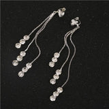 Bridal Rhinestone Tassel Clip Earrings for Women