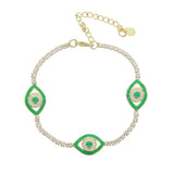 Evil Eye Enamel Bracelet CZ Tennis Chain Bangle
