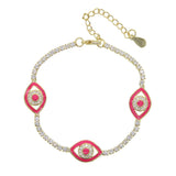 Evil Eye Enamel Bracelet CZ Tennis Chain Bangle