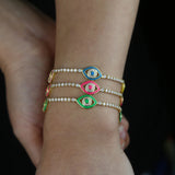Evil Eye Enamel Bracelet CZ Tennis Chain Bangle