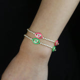 Evil Eye Enamel Bracelet CZ Tennis Chain Bangle
