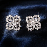 Four-leaf Clover Zircon Stud Earrings Wedding Jewelry