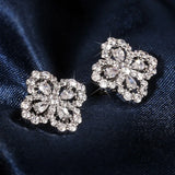 Four-leaf Clover Zircon Stud Earrings Wedding Jewelry