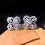 Four-leaf Clover Zircon Stud Earrings Wedding Jewelry