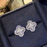 Four-leaf Clover Zircon Stud Earrings Wedding Jewelry