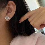 Four-leaf Clover Zircon Stud Earrings Wedding Jewelry