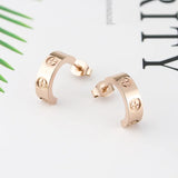 C Shape Cross Stud Earrings Titanium Steel Love Earrings Couple