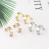 C Shape Cross Stud Earrings Titanium Steel Love Earrings Couple