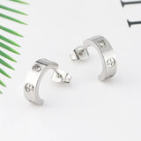 C Shape Cross Stud Earrings Titanium Steel Love Earrings Couple