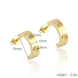 C Shape Cross Stud Earrings Titanium Steel Love Earrings Couple