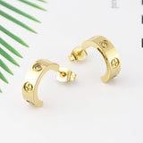 C Shape Cross Stud Earrings Titanium Steel Love Earrings Couple