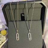 S925 Sterling Silver Pendant Necklace with Moving Diamonds