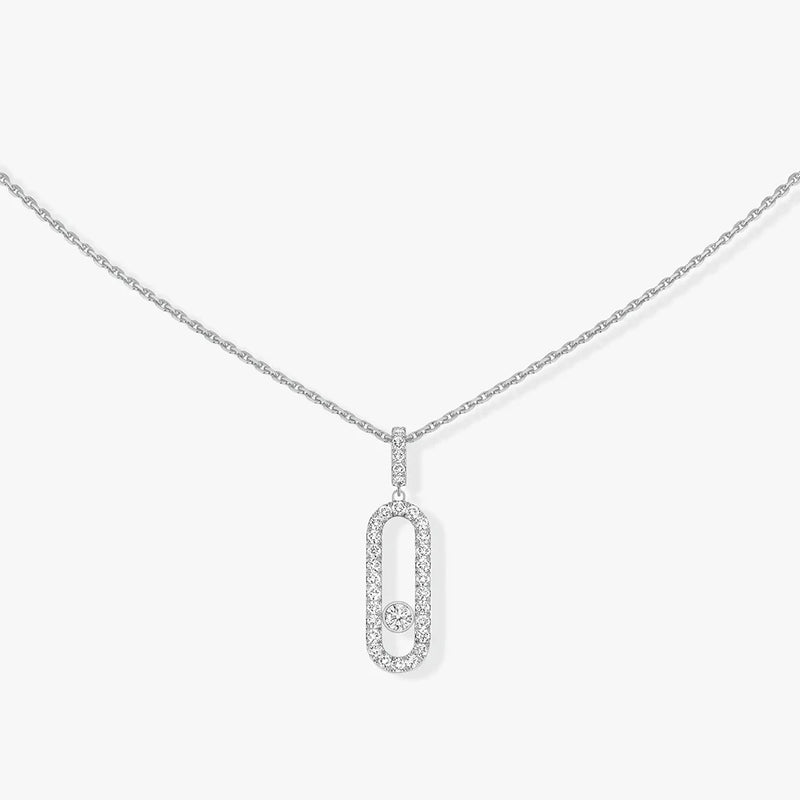 S925 Sterling Silver Pendant Necklace with Moving Diamonds