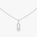 S925 Sterling Silver Pendant Necklace with Moving Diamonds