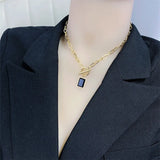 Titanium Steel Pearl Pendant Necklace for Women's Gothic Sweater Chain