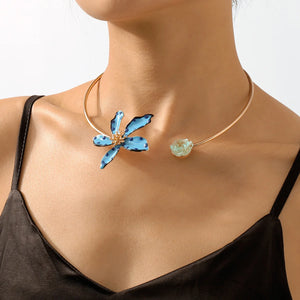 Crystal Flower Necklace Vintage Resin Charm Indian Jewelry