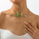 Crystal Flower Necklace Vintage Resin Charm Indian Jewelry
