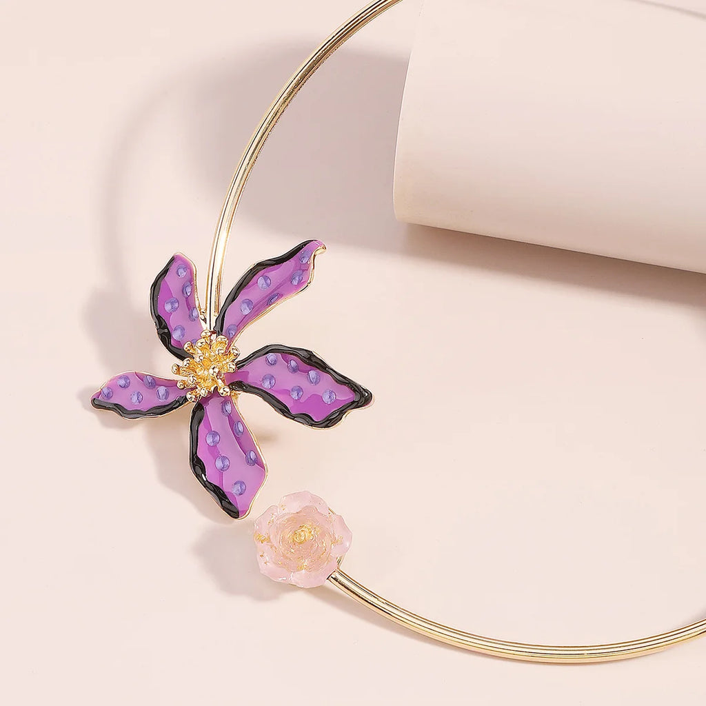 Crystal Flower Necklace Vintage Resin Charm Indian Jewelry