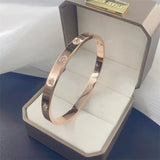 Zircon Stainless Steel Lover Bracelets For Women 50mm*60mm Gold Bangles
