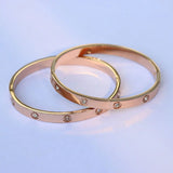 Zircon Stainless Steel Lover Bracelets For Women 50mm*60mm Gold Bangles