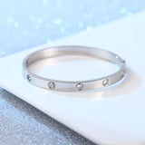 Zircon Stainless Steel Lover Bracelets For Women 50mm*60mm Gold Bangles