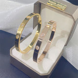 Zircon Stainless Steel Lover Bracelets For Women 50mm*60mm Gold Bangles