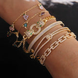 Zirconia Leopard Charm Bracelet 14K Plated Knot Bangle