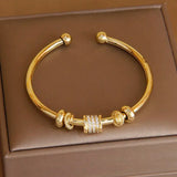Classic Zirconia Letter Charm Bracelet 14K Plated Snake Bangle