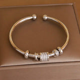 Classic Zirconia Letter Charm Bracelet 14K Plated Snake Bangle