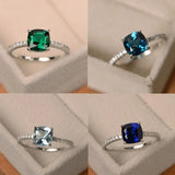Classic 7mm Zircon Women Wedding Ring Bridal Anniversary Gift