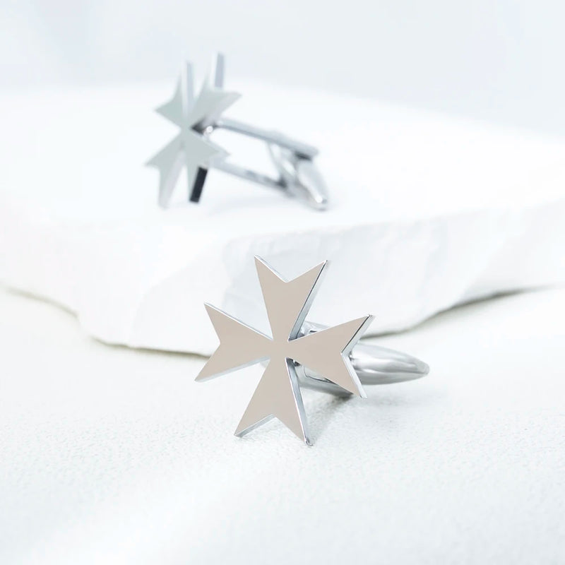 Malta Cufflinks Stainless Steel Cross Shirt Suit Bottoms Groom Wedding Jewelry