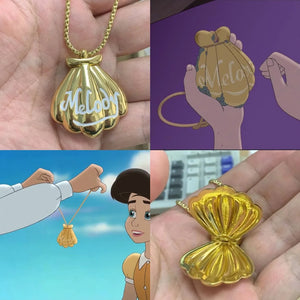 Mermaid Shell Pendant Magnetic Box Necklace Metal Jewelry Dream Gift