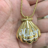 Mermaid Shell Pendant Magnetic Box Necklace Metal Jewelry Dream Gift