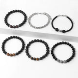 Men's Stainless Steel Chain and Rope Bracelet Set