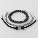 Men's Stainless Steel Chain and Rope Bracelet Set