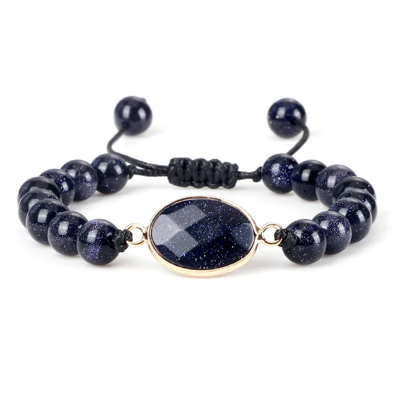 8MM Sand Stone Beads Energy Bracelet Charm Jewelry