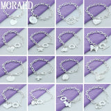 925 Silver Bracelet Mickey Heart Round Charm Bracelet