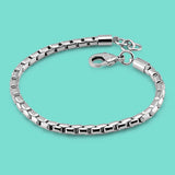 925 Silver Box Chain Bracelet-5MM, Lobster Clasp