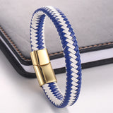 Men's Leather Bracelet Stainless Steel Rope Wristband